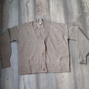 Hem & Thread Taupe Button-Up Cardigan